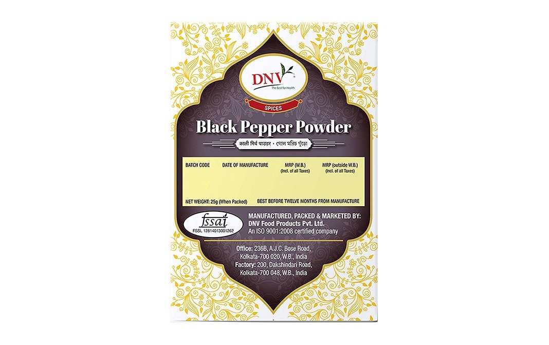 DNV Black Pepper Powder    Pack  25 grams